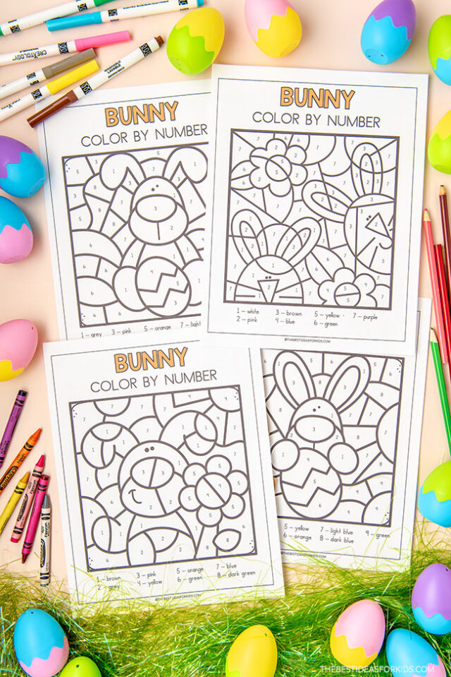 Bunny Color by Number Free Printables