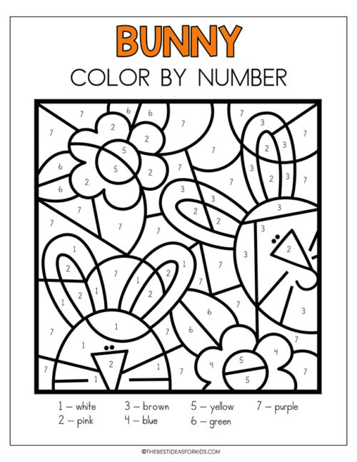 Bunny Color by Number (Free Printables) The Best Ideas for Kids