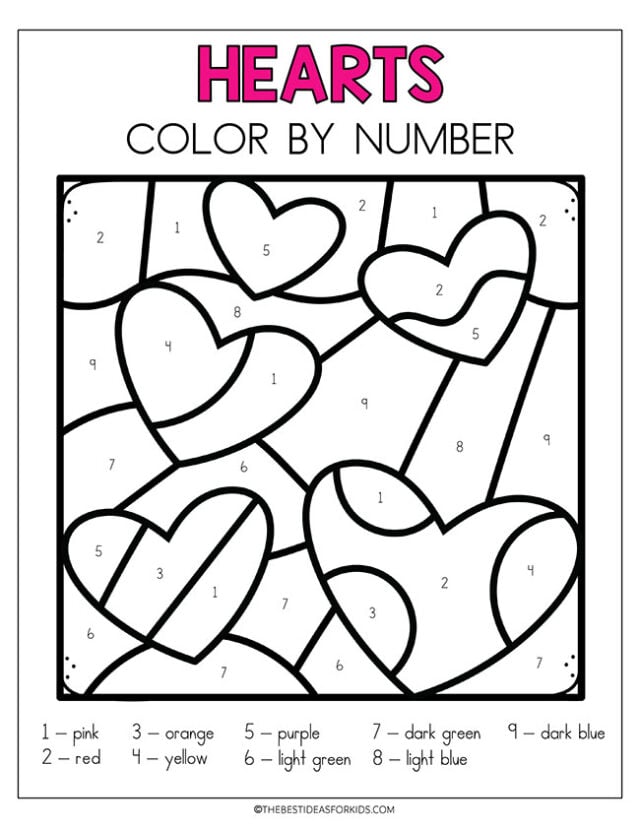 Color by Code Hearts