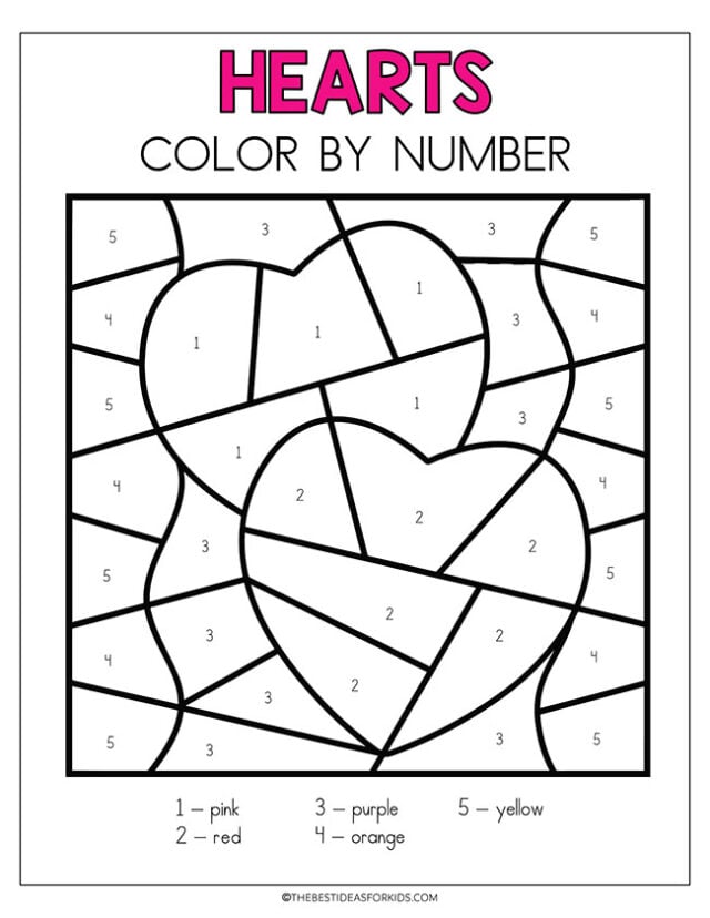 Color by Number Hearts Printable