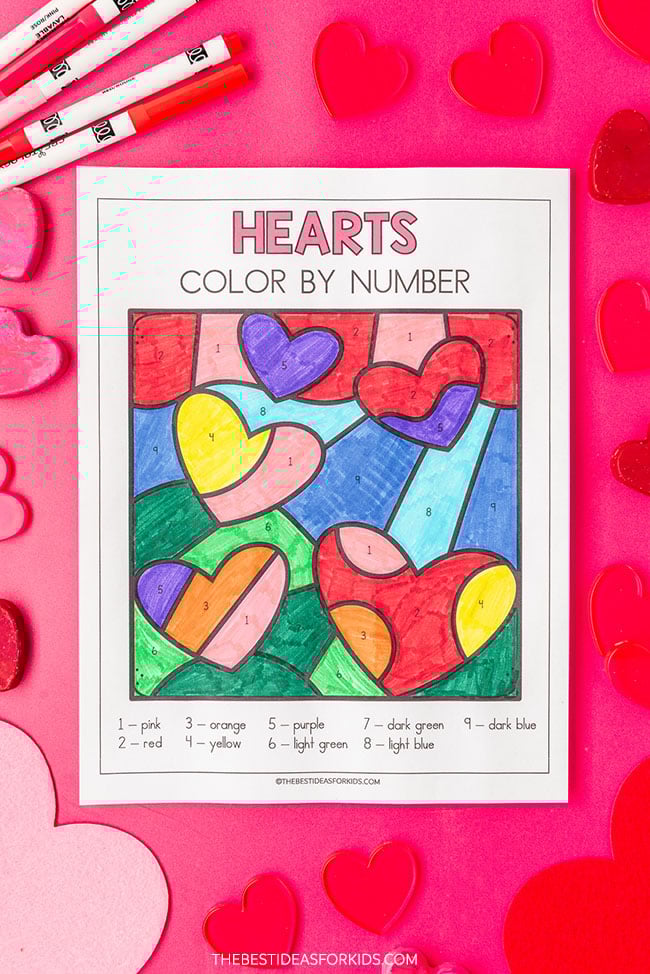 Heart Color by Number (Free Printables) The Best Ideas for Kids