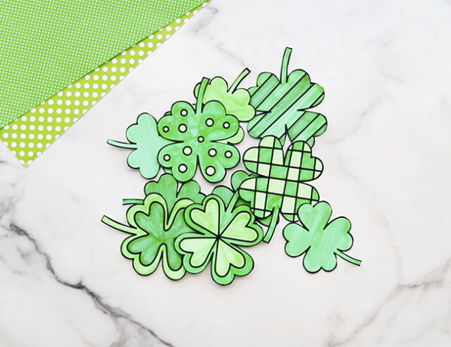 Cut out paper clovers