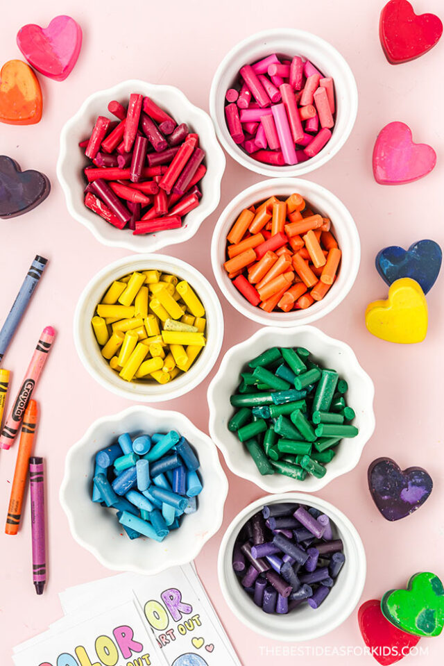 Cut up crayons into smaller pieces