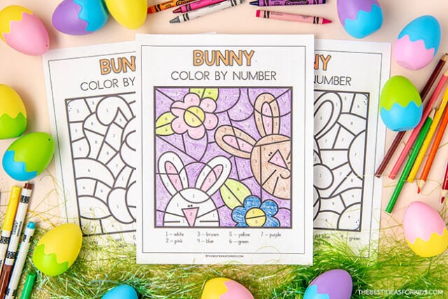 Free Printable Bunny Color by Number