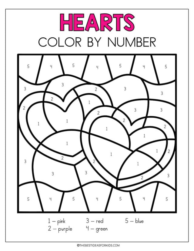 Free Printable Color by Number Hearts