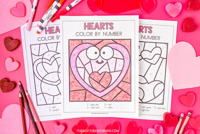 Free Printable Heart Color by Number