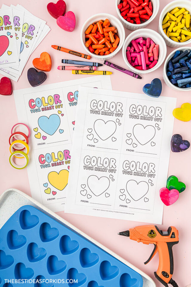 Free Printable Heart Crayon Valentines