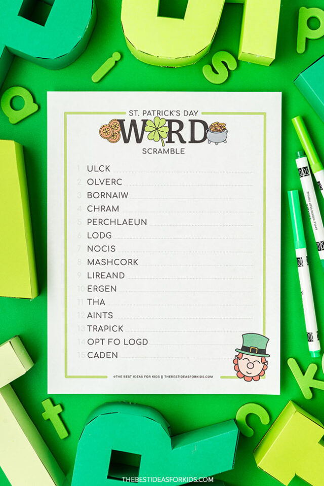 Free Printable St Patrick's Day Word Scramble