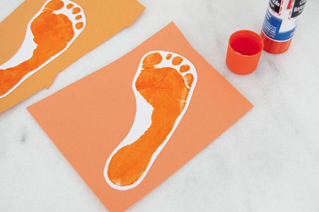 Gluing down orange footprint