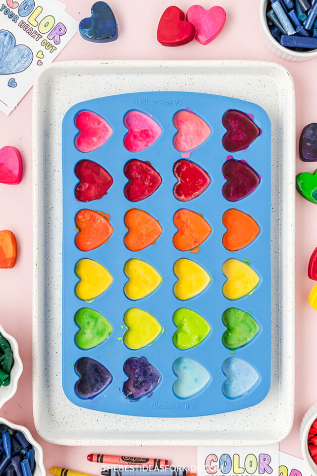 Melt crayons in heart mold