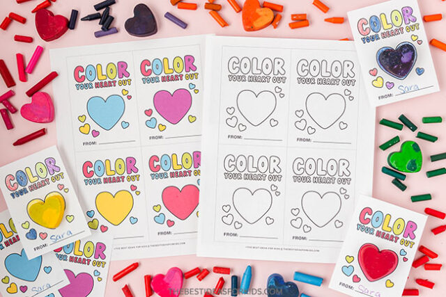 Printable Crayon Heart Valentine