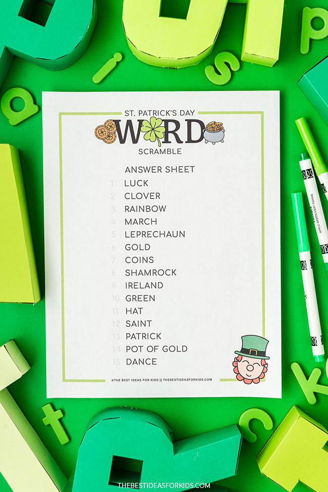 St Patrick's Day Word Scramble (Free Printable) The Best Ideas for Kids