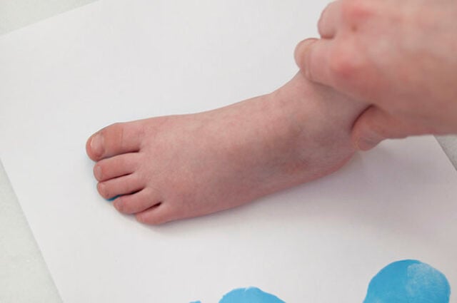 Stamping blue footprint