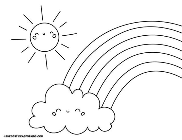 rainbow and sun coloring page