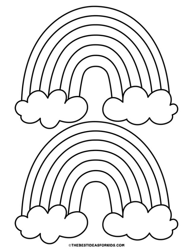 2 rainbows with clouds template