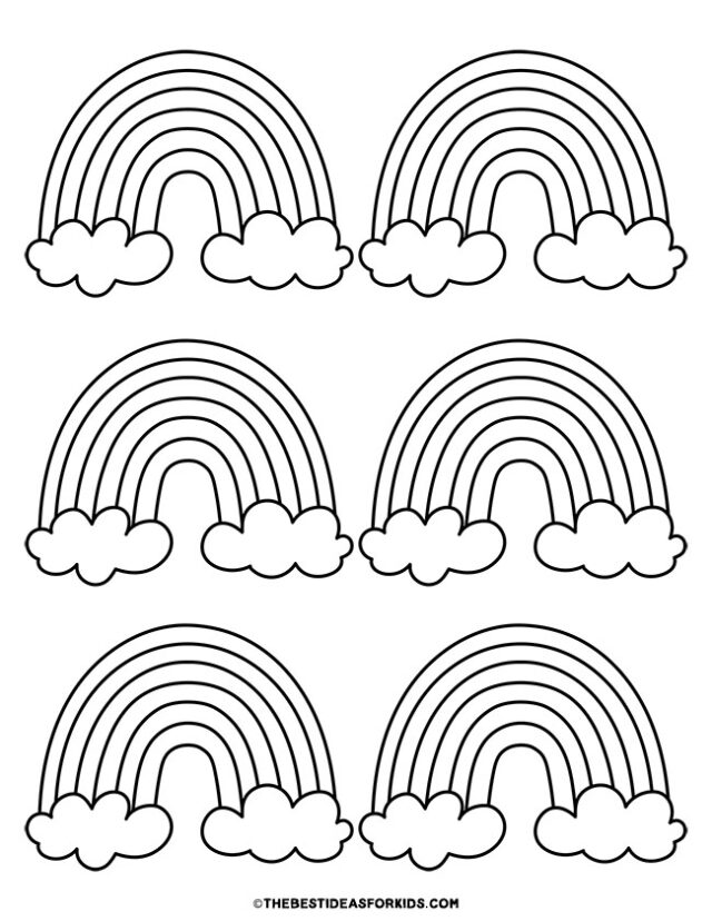 6 rainbows with clouds template