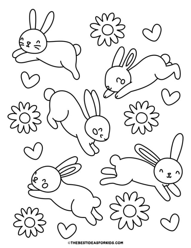 Hopping Bunnies Coloring Page