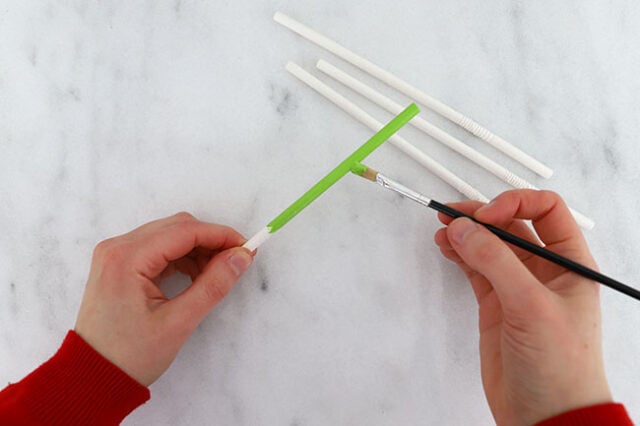 Painting straws green