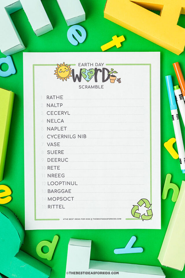 earth day word scramble printable