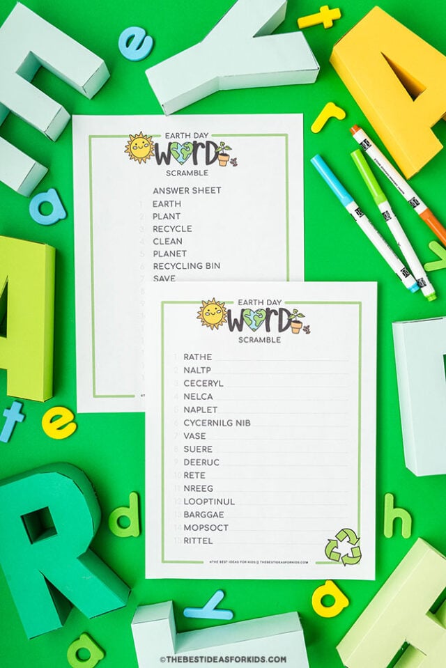 earth day word scramble printable