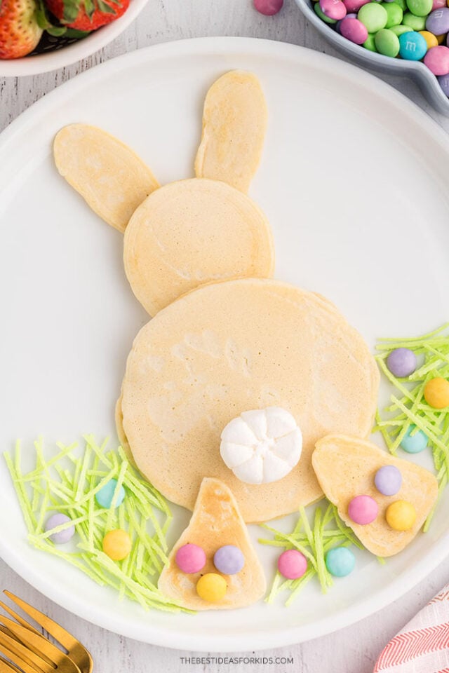 easter bunny with grass pancake