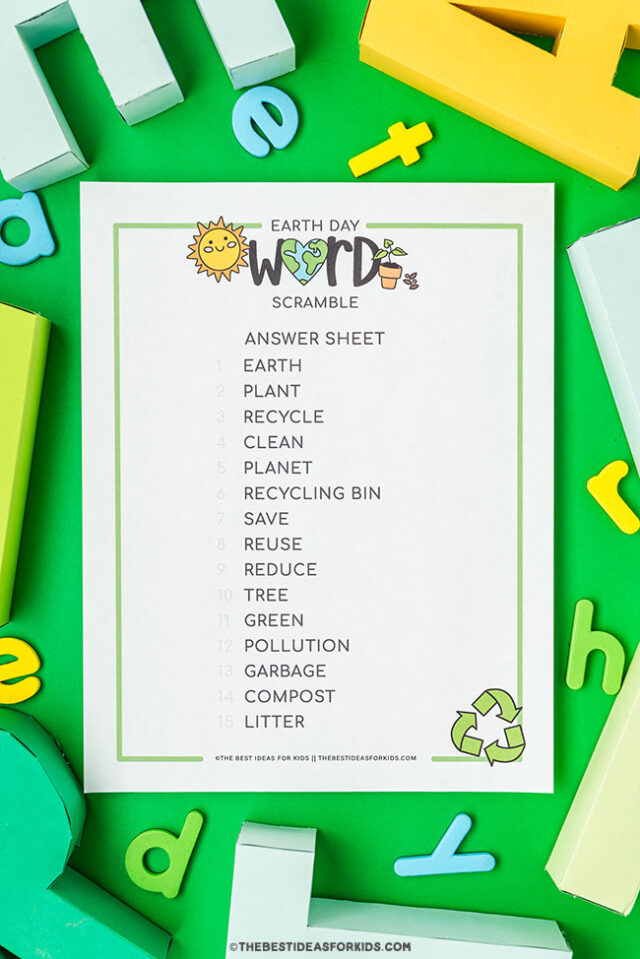 free earth day word scramble