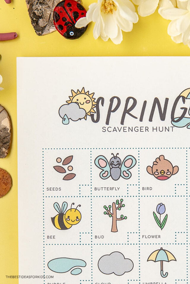 free spring scavenger hunt for kids