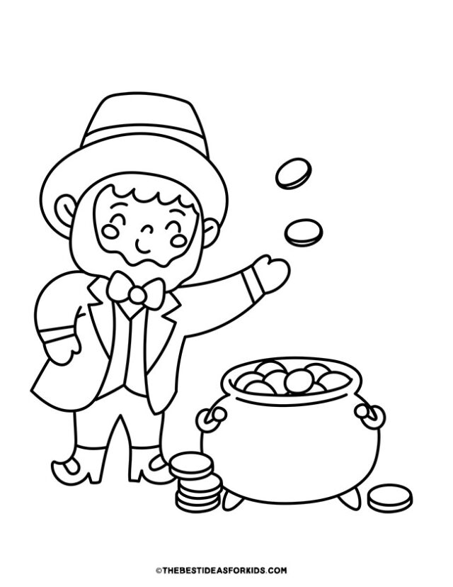 leprechaun pot of gold coloring page