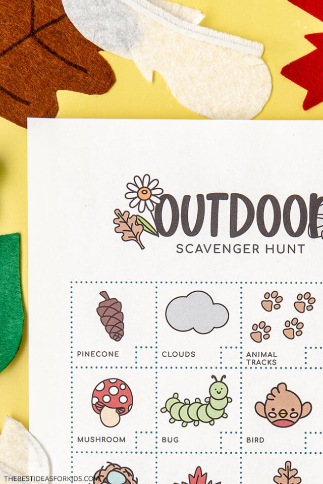 outdoor scavenger hunt printable for kids