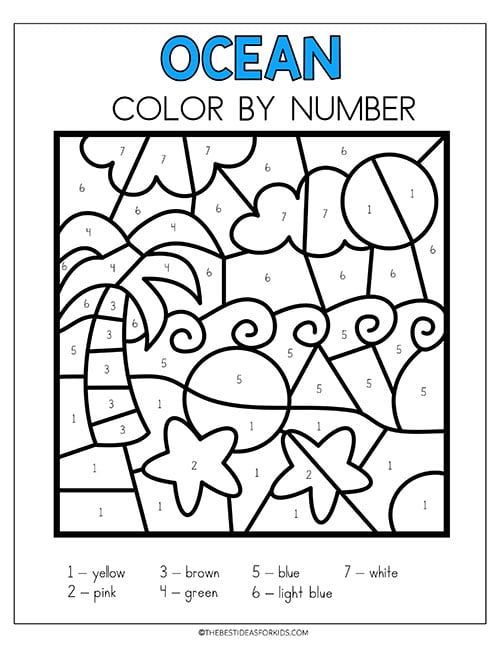 Free Printable Ocean Color by Number