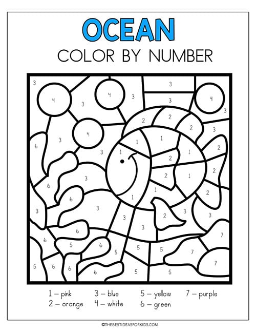 Ocean Color by Number Free