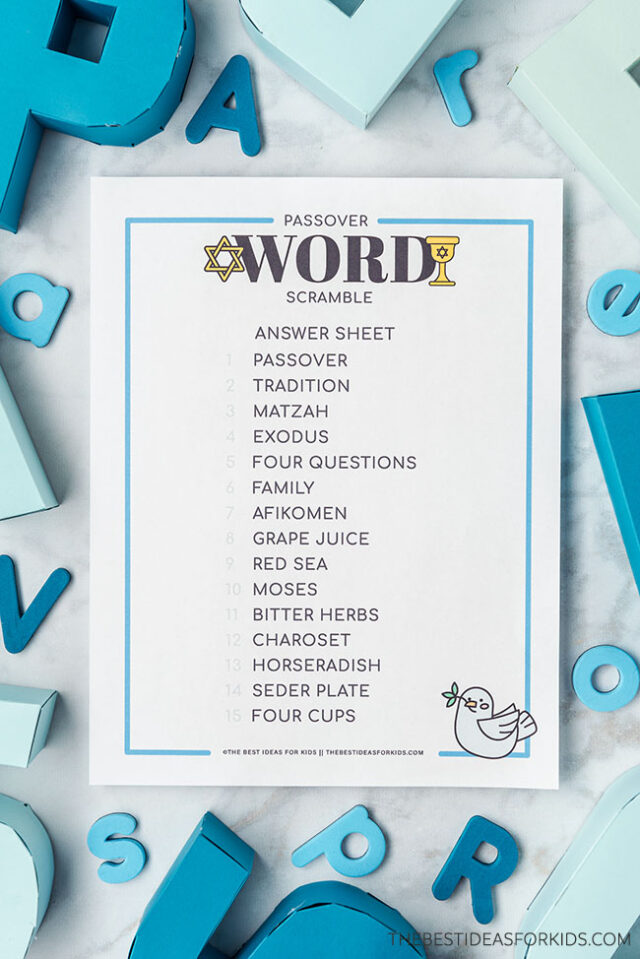 Passover Word Scramble Answer Sheet
