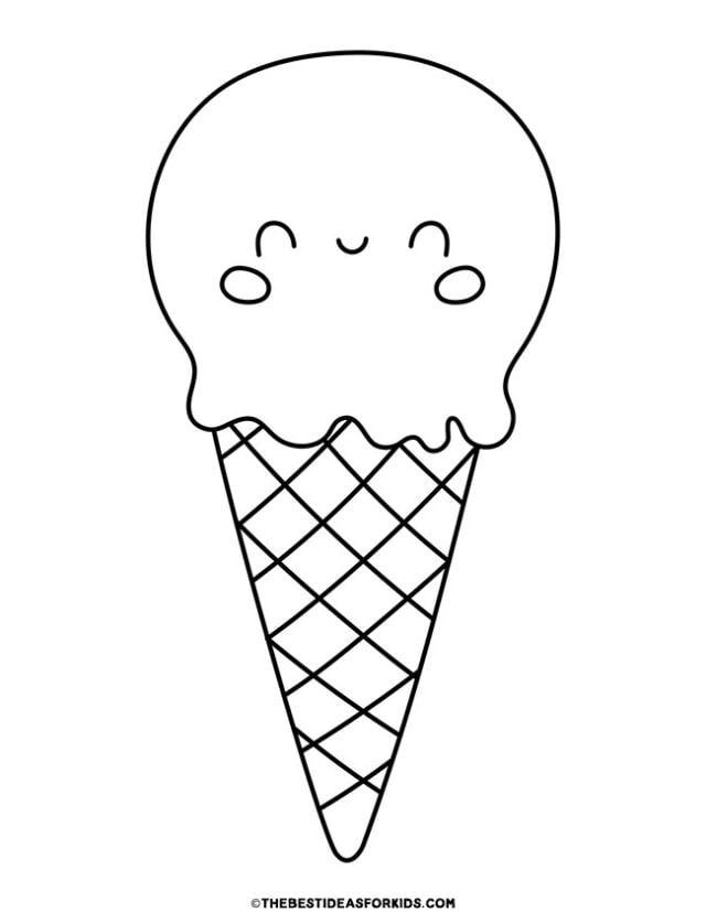 cute ice cream cone coloring page