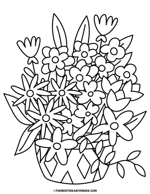 flower arrangement coloring page