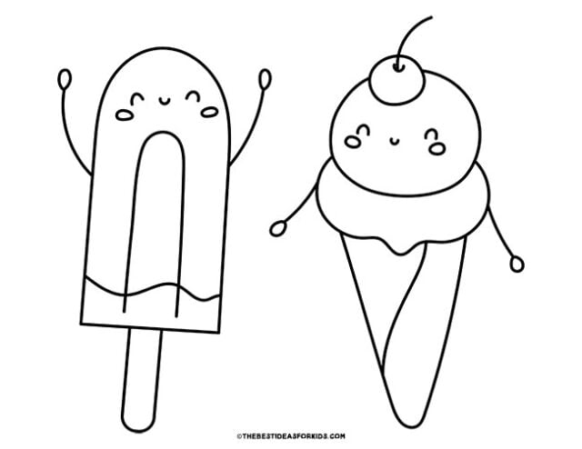 ice cream friends coloring page