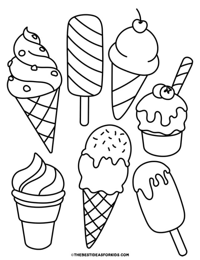 ice cream treats coloring page