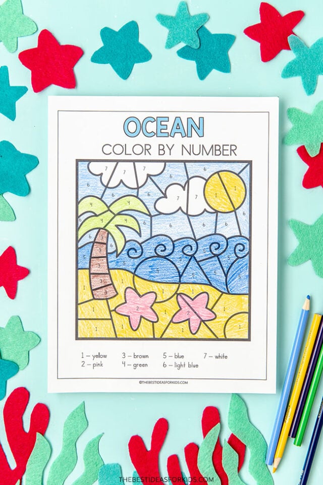 ocean color by number printables