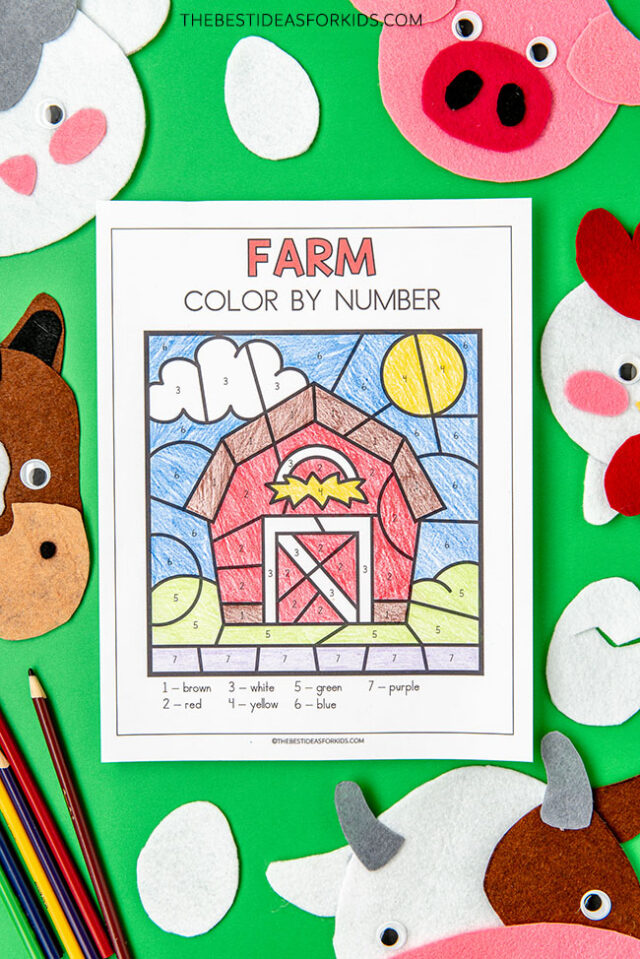 printable farm color by number