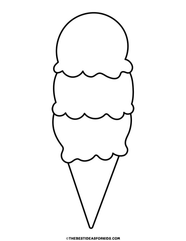 triple scoop ice cream cone coloring page