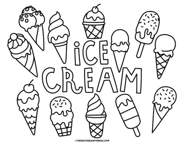 yummy ice cream coloring page