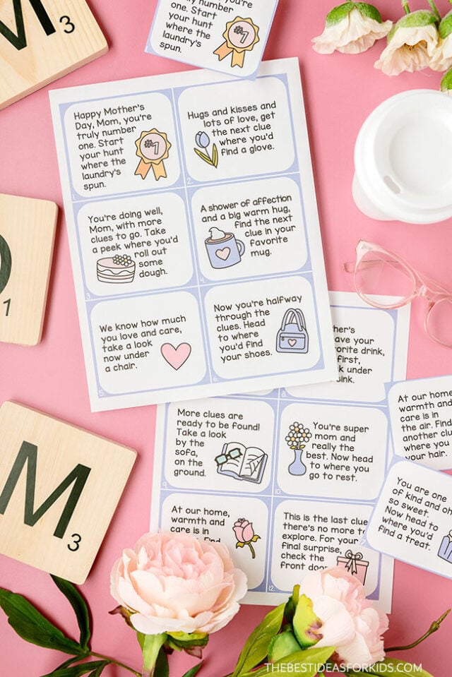 Free Printable Mother's Day Scavenger Hunt Cards