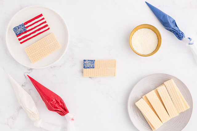 Sprinkles on blue rectangle