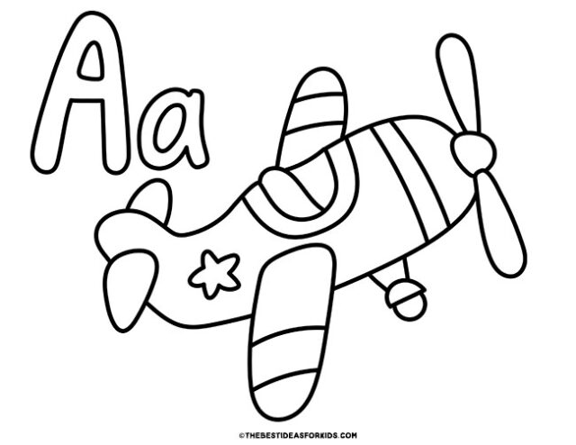 a is for airplane coloring page