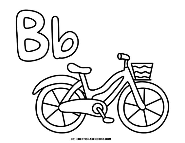 b is for bicycle coloring page