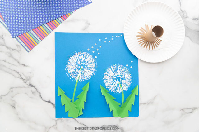 Dandelions Painted with Paper Rolls