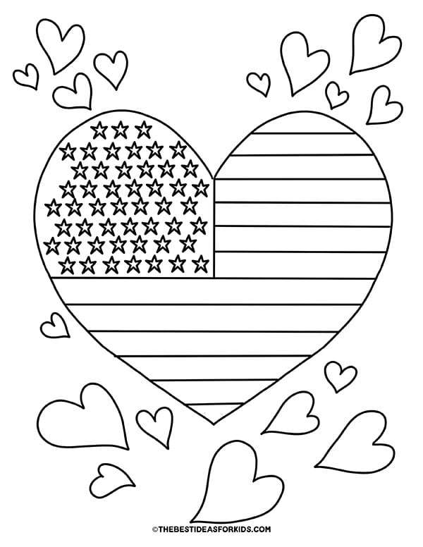 Heart Flag Coloring Page