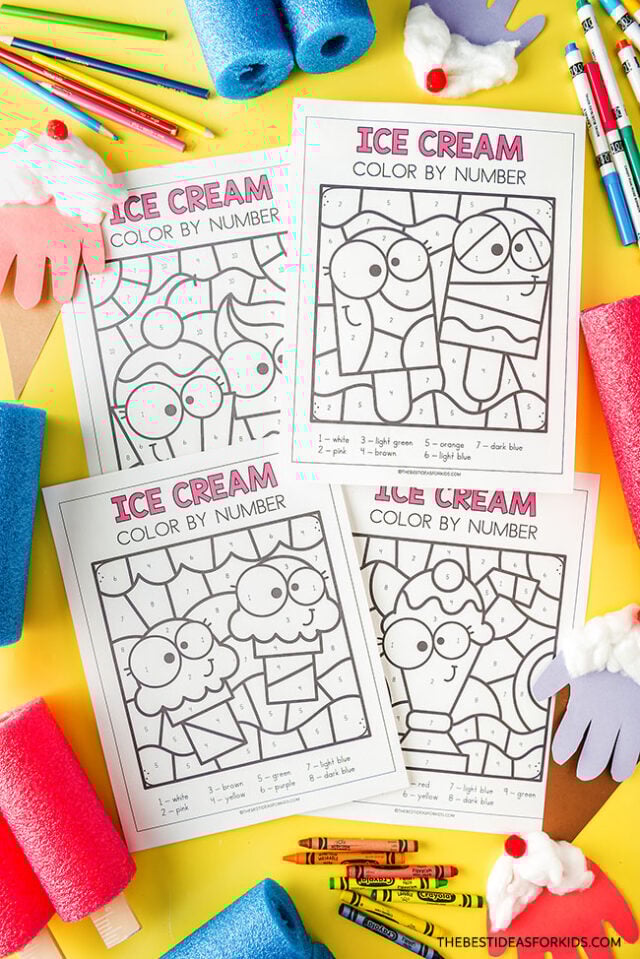 Ice Cream Color by Number Free Printables