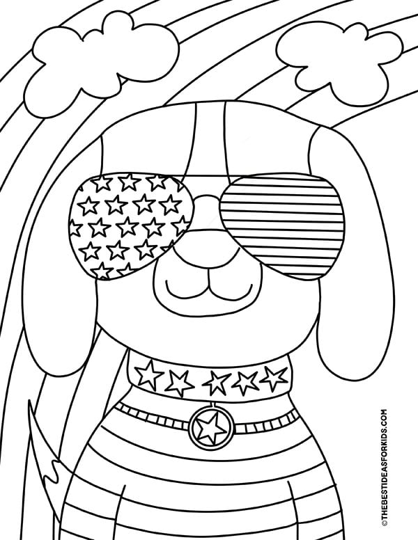 Patriotic Pup Coloring Page
