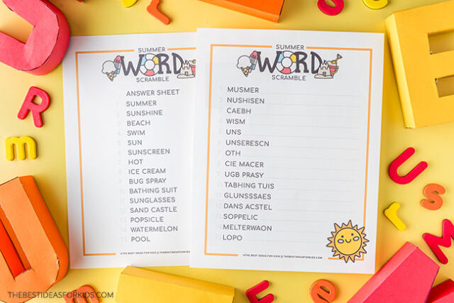 Summer Word Scramble Free Printables