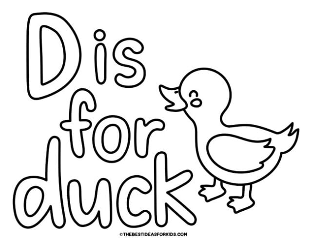 d is for duck coloring page